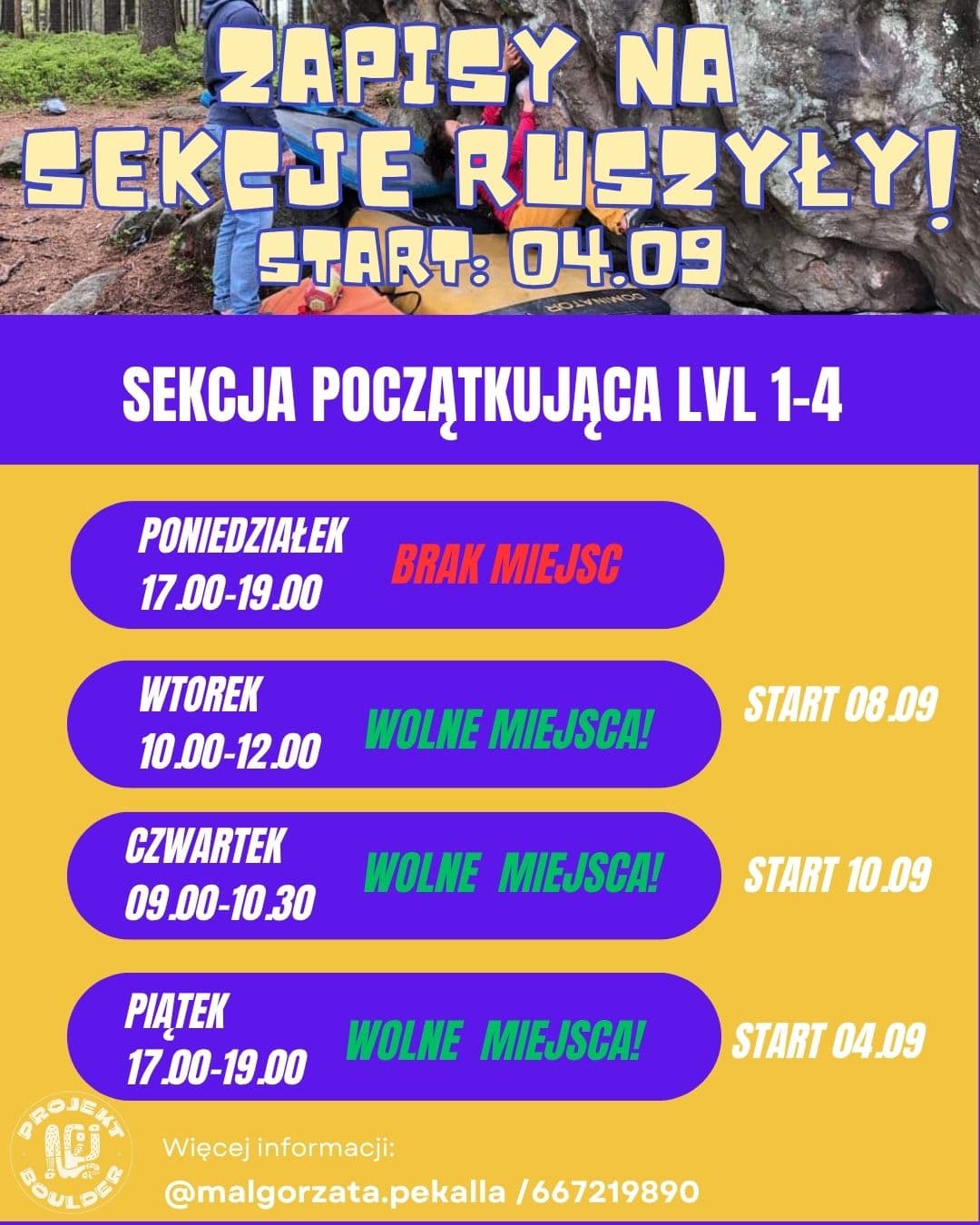 ZAPISY DO SEKCJI U GOSI poziom 1-4